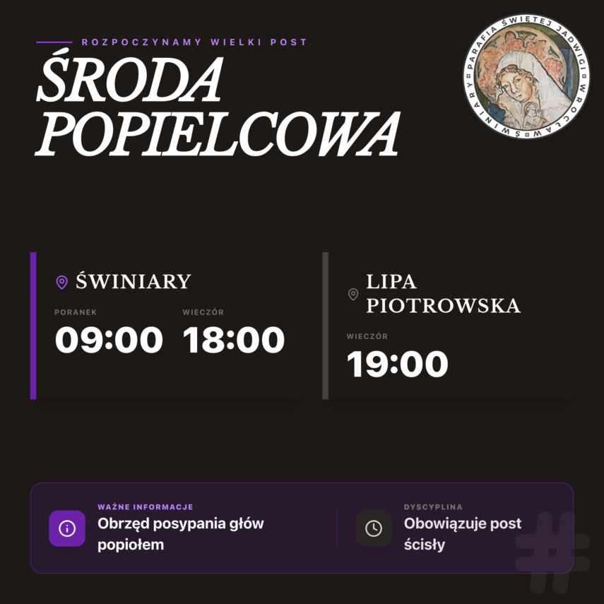 Środa Popielcowa – Rozpoczynamy Wielki Post